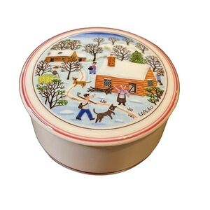 VTG Villeroy Boch Porcelaine Naïf Christmas Trinket Jewelry Box Collectible